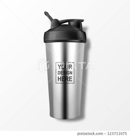 Vector Realistic 3D Steel Empty Glossy Shaker Bottle With Black Cap for Fitness Sports Nutrition Supplement Workout Hydration Closeup Isolated. Packaging Mockup Design Template Vector Realistic 3D Steel Empty Glossy Shaker Bottle With Black Cap for Fitness Sports Nutrition Supplement Workout Hydration Closeup Isolated. Packaging Mockup Design Template 123711075