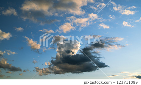 Clouds illuminated by the sunset Clouds illuminated by the sunset 123711089