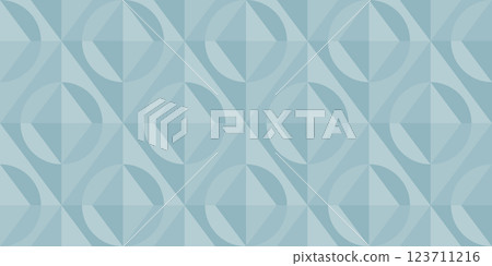 Modern geometric pattern with tessellated circles and diamonds in cool blue tones. Ideal for wallpapers, textiles, packaging, web backgrounds, or contemporary design projects. 123711216