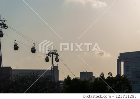 Yokohama ropeway and evening view Yokohama ropeway and evening view 123711283