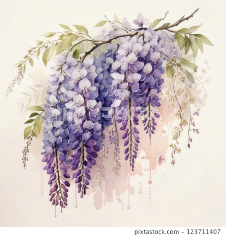 紫藤花手繪水彩插圖1 123711407