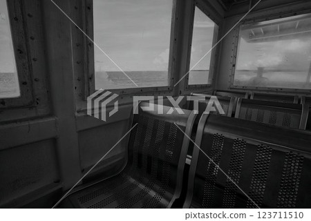 The nostalgic interior of a retro ferry 123711510