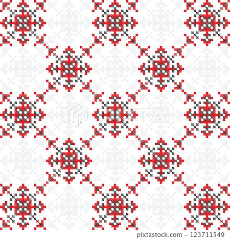 Ukrainian knitting pattern background 123711549