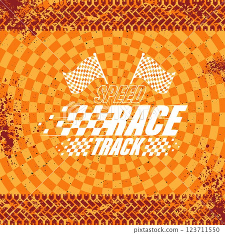 Tire track grunge orange racing 123711550