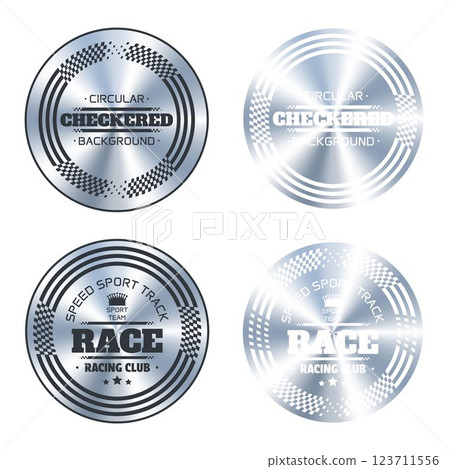 Holographic checkered circles logo Holographic checkered circles logo 123711556