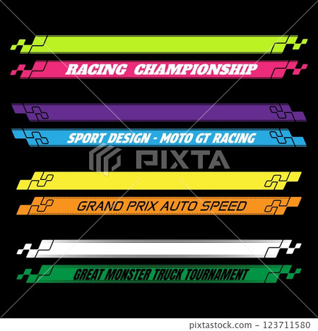 Sport racing design linear labels 123711580