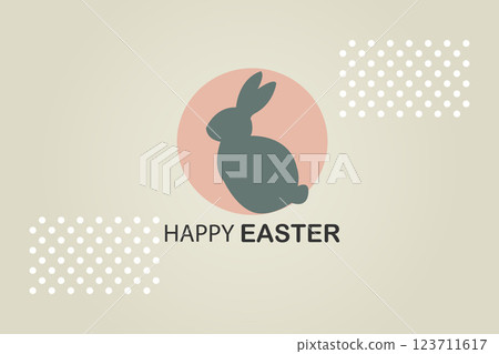 Minimalist Happy Easter Bunny Vector Illustration Minimalist Happy Easter Bunny Vector Illustration 123711617