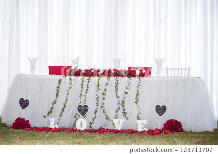 wedding cake on the table wedding cake on the table 123711702