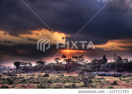 sunset over mountain with sky and cloud sunset over mountain with sky and cloud 123711703
