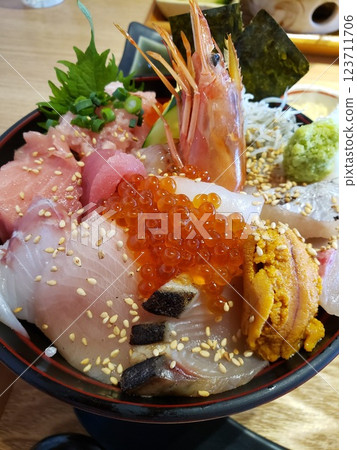 Fresh seafood bowl from Chiba Fresh seafood bowl from Chiba 123711706