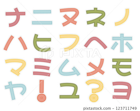 可愛的貼紙式字母片假名Na〜yo 123711749