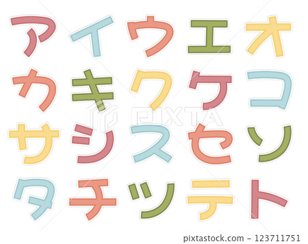 可愛的貼紙式字母片假名藝術 123711751