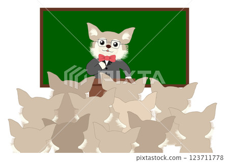 Canine students listening to a lecture by a canine teacher Canine students listening to a lecture by a canine teacher 123711778