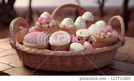 Romantic Pink Sweets Basket 123711805