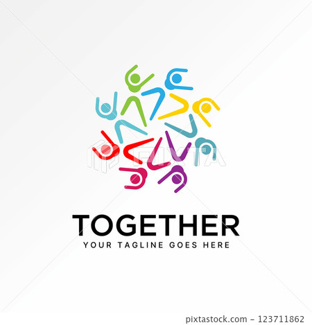 Logo design graphic concept creative premium vector stock image top sell happy active health care people rotation partnership teamwork success career 123711862