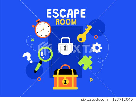 Escape Room Vector Illustration featuring People Solving Puzzles, Searching for Keys, Escaping Traps, and Finding Solutions to Challenging Questions Escape Room Vector Illustration featuring People Solving Puzzles, Searching for Keys, Escaping Traps, and Finding Solutions to Challenging Questions 123712040