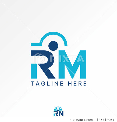 Logo design graphic concept creative premium vector stock image top sell initial RM font start run health fitness begin track moving speed lapse ready 123712064