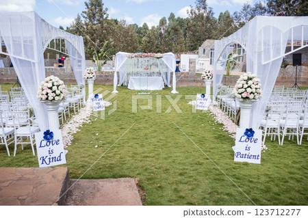 wedding arch decorated with flowers 123712277