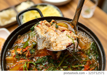 Korean food. Spicy fish stew Korean food. Spicy fish stew 123712571