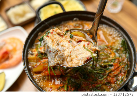Korean food. Spicy fish stew Korean food. Spicy fish stew 123712572