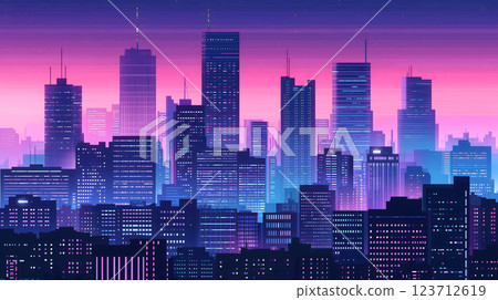 Illustration of a city at night (generated AI image) Illustration of a city at night (generated AI image) 123712619