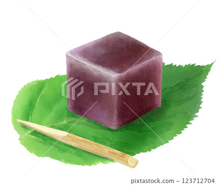 葉子上的水羊館簡單水彩畫 123712704