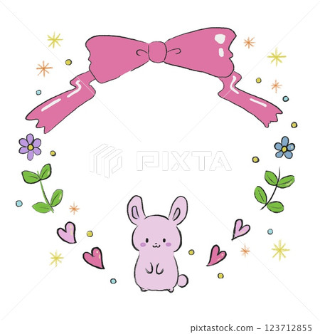 可愛的兔子和花束 123712855