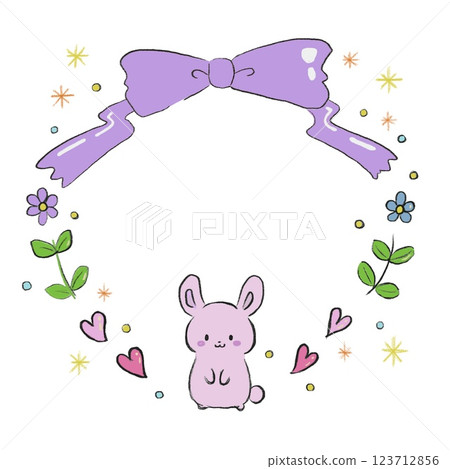可愛的兔子和花束 123712856