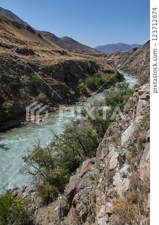 River mountain landscape, turquoise wate 123712874