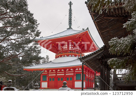 雪天的高野山大塔 123712950