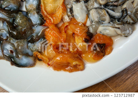 Korean seafood dish. Raw sea squirt 123712987