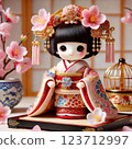 女兒節娃娃和櫻花 123712997