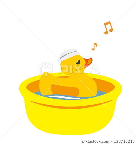 一隻玩具鴨在浴缸中放鬆的插圖 123713213