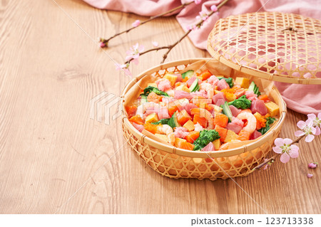 Spring Chirashi Sushi - For Girls' Festival and other celebrations Spring Chirashi Sushi - For Girls' Festival and other celebrations 123713338