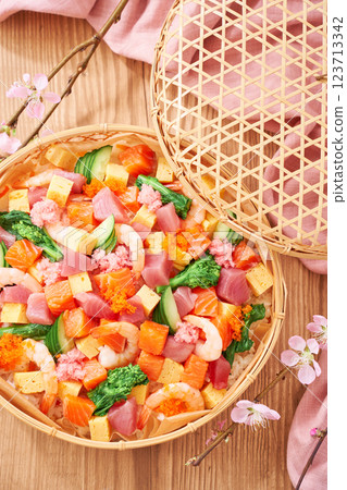 Spring Chirashi Sushi - For Girls' Festival and other celebrations Spring Chirashi Sushi - For Girls' Festival and other celebrations 123713342