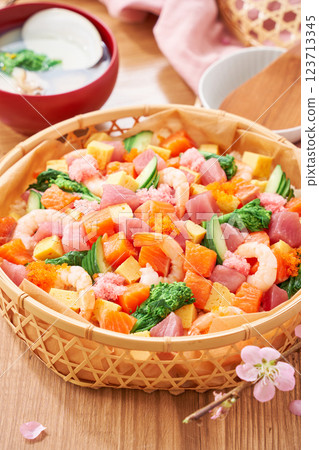 Spring Chirashi Sushi - For Girls' Festival and other celebrations Spring Chirashi Sushi - For Girls' Festival and other celebrations 123713345