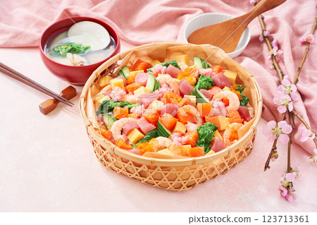 Spring Chirashi Sushi - For Girls' Festival and other celebrations Spring Chirashi Sushi - For Girls' Festival and other celebrations 123713361