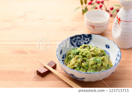Early spring ingredients: Butterbur sprouts dressed in vinegared miso sauce Early spring ingredients: Butterbur sprouts dressed in vinegared miso sauce 123713715