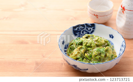 Early spring ingredients: Butterbur sprouts dressed in vinegared miso sauce 123713721