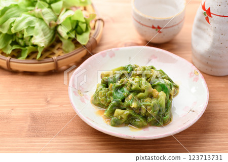 Early spring ingredients: Butterbur sprouts dressed in vinegared miso sauce Early spring ingredients: Butterbur sprouts dressed in vinegared miso sauce 123713731