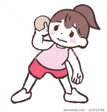 對投球沒有信心的女人的插圖 對投球沒有信心的女人的插圖 123713788