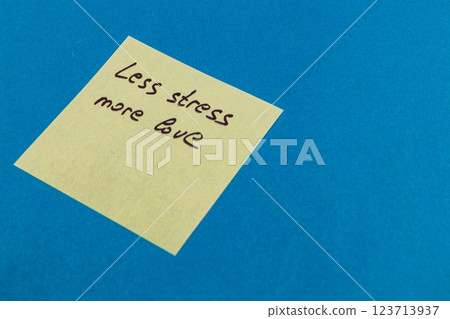 Positive mental well-being note on a blue background Positive mental well-being note on a blue background 123713937