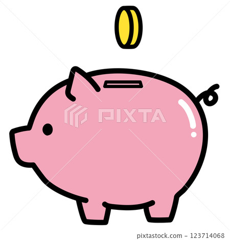 Simple piggy bank and coins vector illustration Simple piggy bank and coins vector illustration 123714068