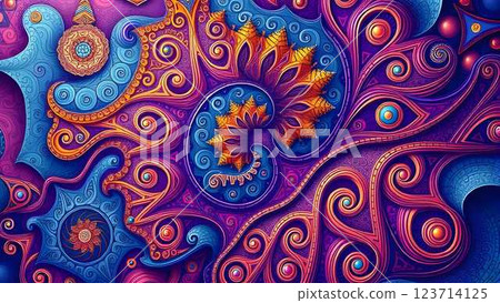 abstract background with kaleidoscope abstract pattern 123714125