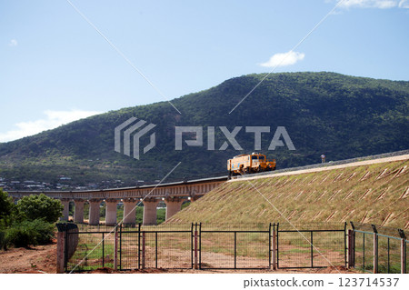 Mombasa Nairobi Standard Gauge Railway, completed in 2017, was built as the first phase of the Kenya Standard Gauge Railway. It is a standard gauge railway in Kenya that connects the large Indian Ocea 123714537
