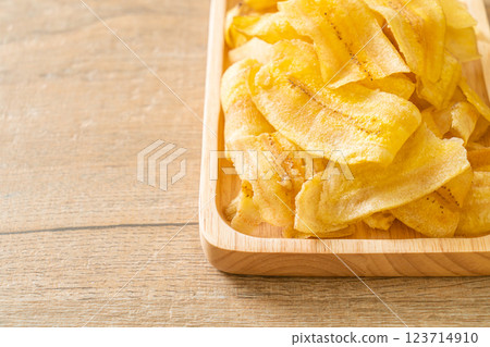 Banana Chips - fried or baked sliced banana 123714910