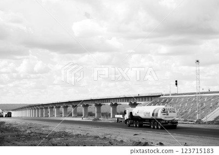 Mombasa Nairobi Standard Gauge Railway, completed in 2017, was built as the first phase of the Kenya Standard Gauge Railway. It is a standard gauge railway in Kenya that connects the large Indian Ocea 123715183