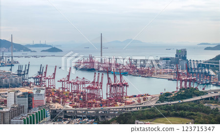 Feb 23 2025 Container Port Infrastructure with Cranes and Waterfront 123715347