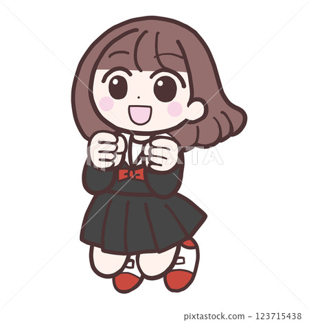 Illustration of a cute high school girl jumping Illustration of a cute high school girl jumping 123715438
