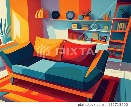 Living room and sofa illustration 123715490